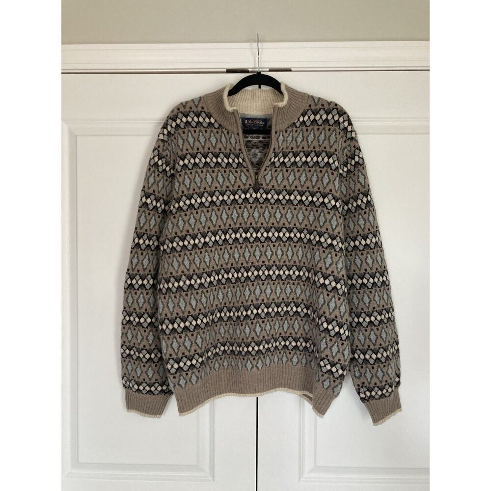 Brooks Brothers Half Zip Scottish Lambswool Sweater XL Gorpcore Preppy Grandpa